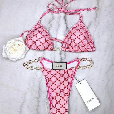 pink gucci bandeau bikini|gucci jeans jumpsuit.